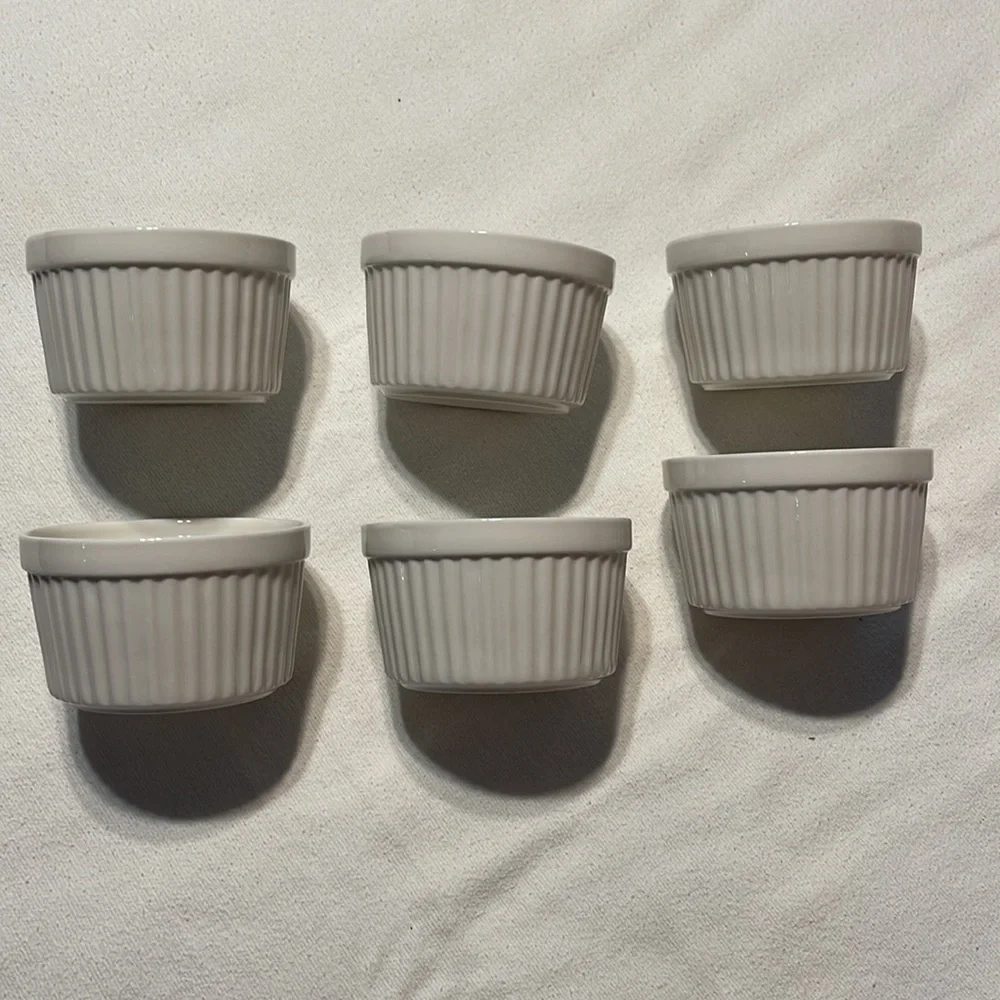 Ramekin Set 6 White Baking Kitchen Cooking Charcuterie Bowls Dishes Small - Picture 3 of 4